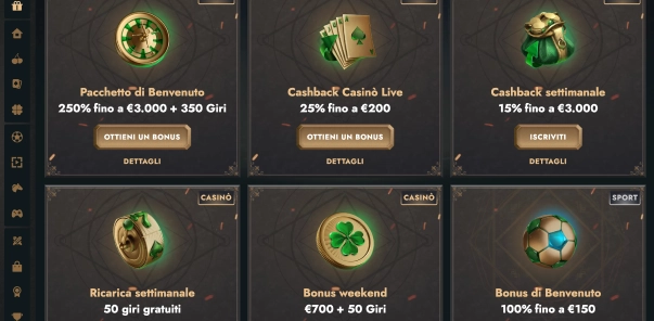 HeroSpin schermata promozioni bonus